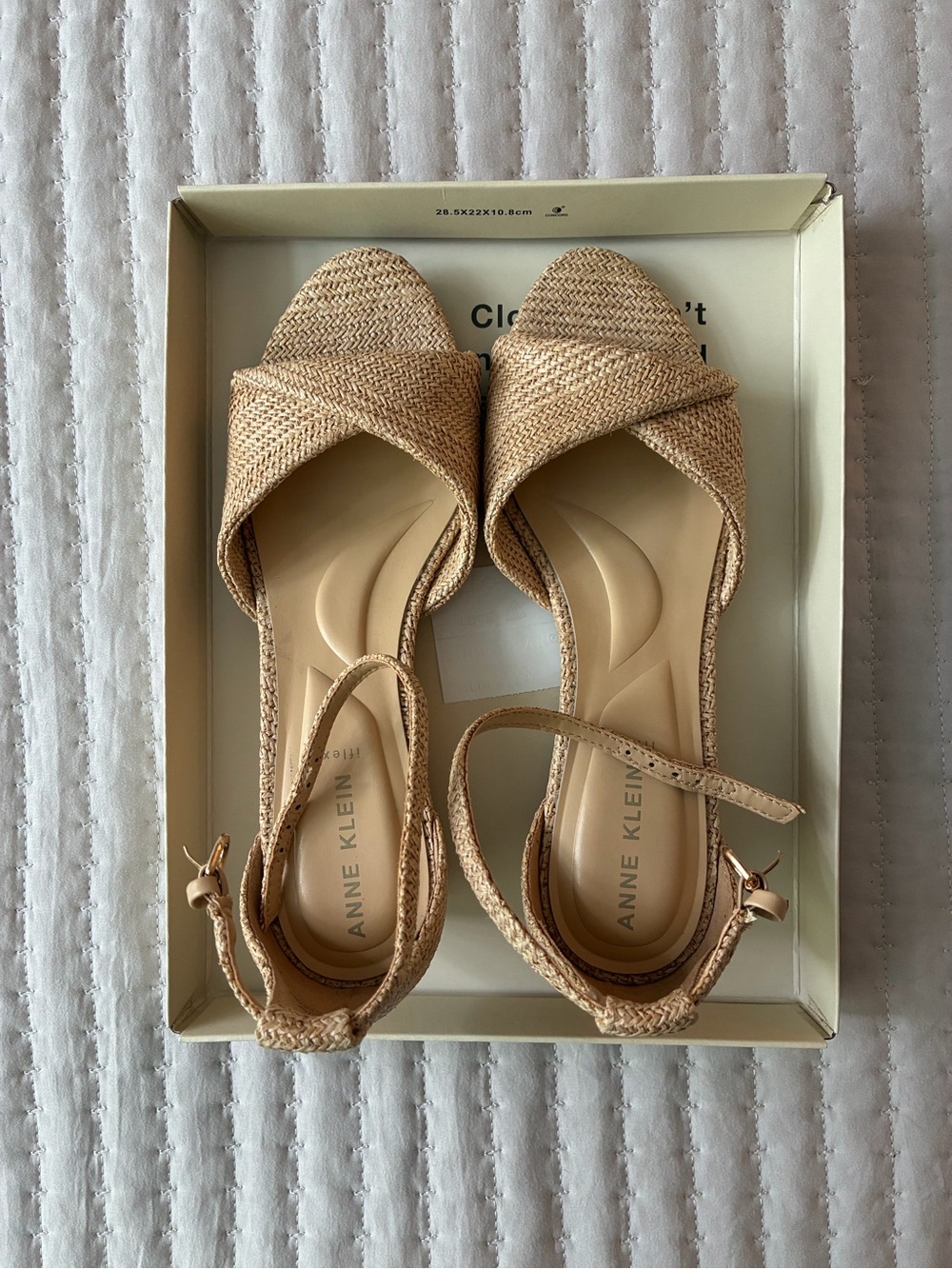 Anne Klein Braided Open-Toe Ankle-Strap Sandals in Natural Tan